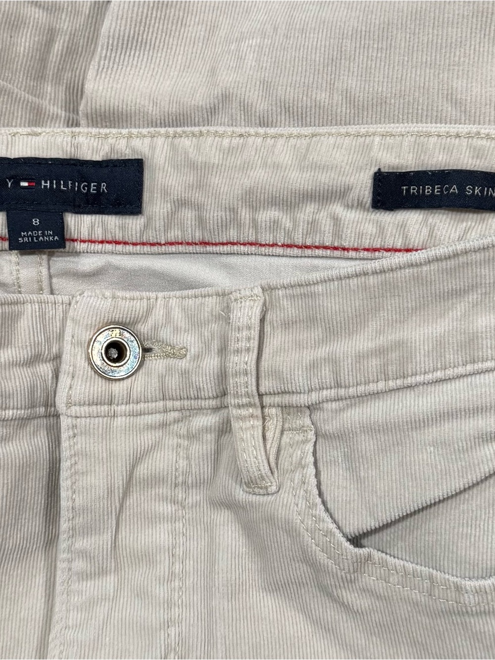 Tommy Hilfiger size 8 Cream Corduroy Pants with Branded Button